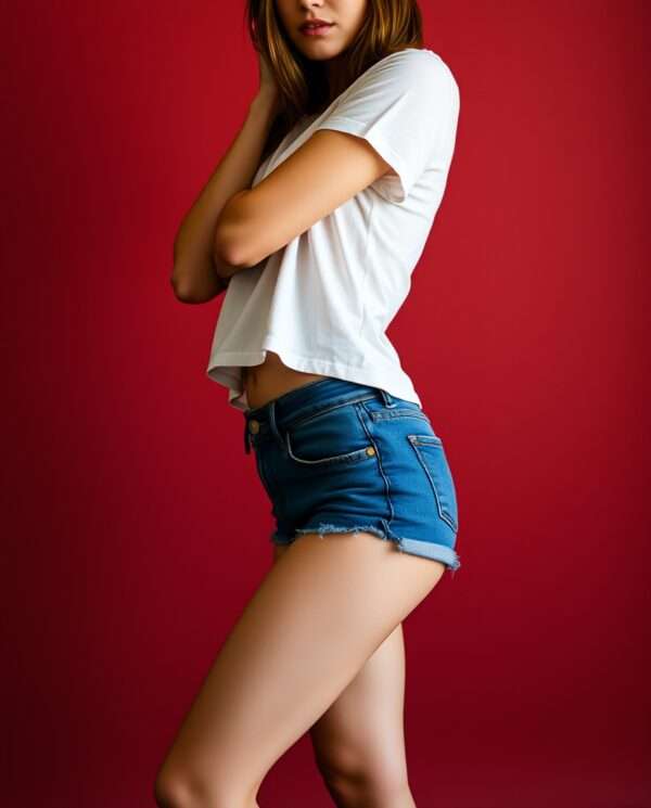 BLUE DENIM SHORTS - Image 3